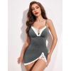 imageAvidlove Women Sexy Nightgown Lace Babydoll Chemises VNeck Modal Sleepwear Full Slip Side Slit Sleep Dress XSXXLDark Grey