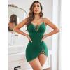 imageAvidlove Women Sexy Nightgown Lace Babydoll Chemises VNeck Modal Sleepwear Full Slip Side Slit Sleep Dress XSXXLGreen