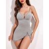 imageAvidlove Women Sexy Nightgown Lace Babydoll Chemises VNeck Modal Sleepwear Full Slip Side Slit Sleep Dress XSXXLGrey