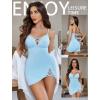 imageAvidlove Women Sexy Nightgown Lace Babydoll Chemises VNeck Modal Sleepwear Full Slip Side Slit Sleep Dress XSXXLLight Blue