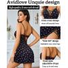 imageAvidlove Women Sexy Nightgown Lace Babydoll Chemises VNeck Modal Sleepwear Full Slip Side Slit Sleep Dress XSXXLLove Heart Black