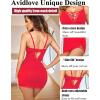 imageAvidlove Women Sexy Nightgown Lace Babydoll Chemises VNeck Modal Sleepwear Full Slip Side Slit Sleep Dress XSXXLRed