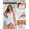 imageAvidlove Women Sexy Nightgown Lace Babydoll Chemises VNeck Modal Sleepwear Full Slip Side Slit Sleep Dress XSXXLWhite