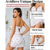 imageAvidlove Women Sexy Nightgown Lace Babydoll Chemises VNeck Modal Sleepwear Full Slip Side Slit Sleep Dress XSXXLWhite Cherry