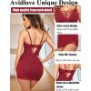 imageAvidlove Women Sexy Nightgown Lace Babydoll Chemises VNeck Modal Sleepwear Full Slip Side Slit Sleep Dress XSXXLWine Red