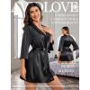 imageAvidlove Womens Kimono Robe Short Satin Pure Short Silky RobesBlack