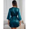 imageAvidlove Womens Kimono Robe Short Satin Pure Short Silky RobesDark Blue