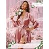 imageAvidlove Womens Kimono Robe Short Satin Pure Short Silky RobesPinkbridesmaid