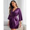 imageAvidlove Womens Kimono Robe Short Satin Pure Short Silky RobesPurple