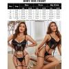 imageAvidlove Womens Lingerie 4 Piece Garter Lingerie Floral Lace Bra and Panty Sets with Underwire SXXLApure Black