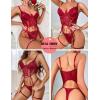 imageAvidlove Womens Lingerie 4 Piece Garter Lingerie Floral Lace Bra and Panty Sets with Underwire SXXLApure Wine Red