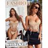 imageAvidlove Womens Lingerie 4 Piece Garter Lingerie Floral Lace Bra and Panty Sets with Underwire SXXLKhaki