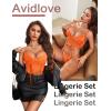 imageAvidlove Womens Lingerie 4 Piece Garter Lingerie Floral Lace Bra and Panty Sets with Underwire SXXLOrange
