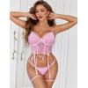 imageAvidlove Womens Lingerie 4 Piece Garter Lingerie Floral Lace Bra and Panty Sets with Underwire SXXLPink