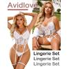 imageAvidlove Womens Lingerie 4 Piece Garter Lingerie Floral Lace Bra and Panty Sets with Underwire SXXLWhite