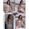 imageAvidlove Womens Lingerie Sexy Lace Babydoll V Neck Sleepwear Cotton Nightgowns for Women Chemise1 Grey