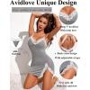imageAvidlove Womens Lingerie Sexy Lace Babydoll V Neck Sleepwear Cotton Nightgowns for Women Chemise1 Grey