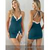 imageAvidlove Womens Lingerie Sexy Lace Babydoll V Neck Sleepwear Cotton Nightgowns for Women ChemiseBlue Green