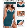 imageAvidlove Womens Lingerie Sexy Lace Babydoll V Neck Sleepwear Cotton Nightgowns for Women ChemiseBlue Green