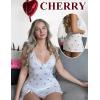 imageAvidlove Womens Lingerie Sexy Lace Babydoll V Neck Sleepwear Cotton Nightgowns for Women ChemiseCherry Print
