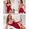 imageAvidlove Womens Lingerie Sexy Lace Babydoll V Neck Sleepwear Cotton Nightgowns for Women ChemiseCwine Red