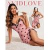 imageAvidlove Womens Lingerie Sexy Lace Babydoll V Neck Sleepwear Cotton Nightgowns for Women ChemiseHeart Print