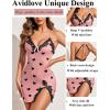 imageAvidlove Womens Lingerie Sexy Lace Babydoll V Neck Sleepwear Cotton Nightgowns for Women ChemiseHeart Print