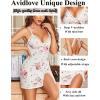 imageAvidlove Womens Lingerie Sexy Lace Babydoll V Neck Sleepwear Cotton Nightgowns for Women ChemisePink Floral