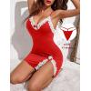 imageAvidlove Womens Lingerie Sexy Lace Babydoll V Neck Sleepwear Cotton Nightgowns for Women ChemiseRed