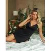 imageAvidlove Womens Lingerie Sexy Nightgown Milk Silk Sleepwear Lace Babydoll Chemise Side Slit Nightie with ThongBlack