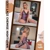 imageAvidlove Womens Lingerie Sexy Nightgown Milk Silk Sleepwear Lace Babydoll Chemise Side Slit Nightie with ThongBleopardpurple