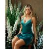 imageAvidlove Womens Lingerie Sexy Nightgown Milk Silk Sleepwear Lace Babydoll Chemise Side Slit Nightie with ThongBlue Green