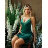 imageAvidlove Womens Lingerie Sexy Nightgown Milk Silk Sleepwear Lace Babydoll Chemise Side Slit Nightie with ThongDark Green