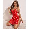imageAvidlove Womens Lingerie Sexy Nightgown Milk Silk Sleepwear Lace Babydoll Chemise Side Slit Nightie with ThongLove Heart