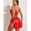 imageAvidlove Womens Lingerie Sexy Nightgown Milk Silk Sleepwear Lace Babydoll Chemise Side Slit Nightie with ThongLove Heart
