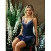 imageAvidlove Womens Lingerie Sexy Nightgown Milk Silk Sleepwear Lace Babydoll Chemise Side Slit Nightie with ThongNavy Blue
