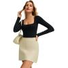 imageAvidlove Womens Long Sleeve Bodysuit Double Lined Square Neck Body Suit Tops Snap Closure SoftBlack
