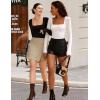 imageAvidlove Womens Long Sleeve Bodysuit Double Lined Square Neck Body Suit Tops Snap Closure SoftBlack