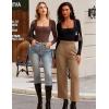 imageAvidlove Womens Long Sleeve Bodysuit Double Lined Square Neck Body Suit Tops Snap Closure SoftBrown