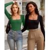 imageAvidlove Womens Long Sleeve Bodysuit Double Lined Square Neck Body Suit Tops Snap Closure SoftGreen