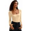 imageAvidlove Womens Long Sleeve Bodysuit Double Lined Square Neck Body Suit Tops Snap Closure SoftNude