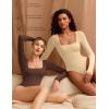 imageAvidlove Womens Long Sleeve Bodysuit Double Lined Square Neck Body Suit Tops Snap Closure SoftNude