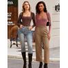 imageAvidlove Womens Long Sleeve Bodysuit Double Lined Square Neck Body Suit Tops Snap Closure SoftPurple Red