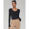 imageAvidlove Womens Long Sleeve Tops Sweetheart Neck Y2k Double Lined Bodysuit Top Fitted Basic Tee Going Out ShirtsBlack