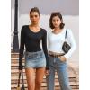 imageAvidlove Womens Long Sleeve Tops Sweetheart Neck Y2k Double Lined Bodysuit Top Fitted Basic Tee Going Out ShirtsBlack