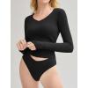 imageAvidlove Womens Long Sleeve Tops Sweetheart Neck Y2k Double Lined Bodysuit Top Fitted Basic Tee Going Out ShirtsBlack