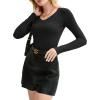 imageAvidlove Womens Long Sleeve Tops Sweetheart Neck Y2k Double Lined Bodysuit Top Fitted Basic Tee Going Out ShirtsBlack