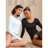 imageAvidlove Womens Long Sleeve Tops Sweetheart Neck Y2k Double Lined Bodysuit Top Fitted Basic Tee Going Out ShirtsBlack