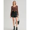 imageAvidlove Womens Long Sleeve Tops Sweetheart Neck Y2k Double Lined Bodysuit Top Fitted Basic Tee Going Out ShirtsBrown