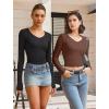 imageAvidlove Womens Long Sleeve Tops Sweetheart Neck Y2k Double Lined Bodysuit Top Fitted Basic Tee Going Out ShirtsBrown